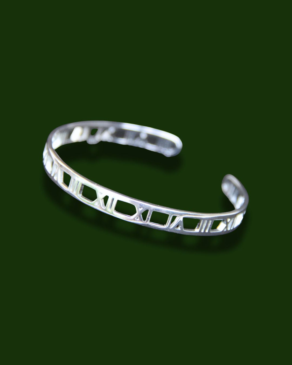 925 Sterling Silver Roman numeral Wristband Cuff Minimalist Jewelry