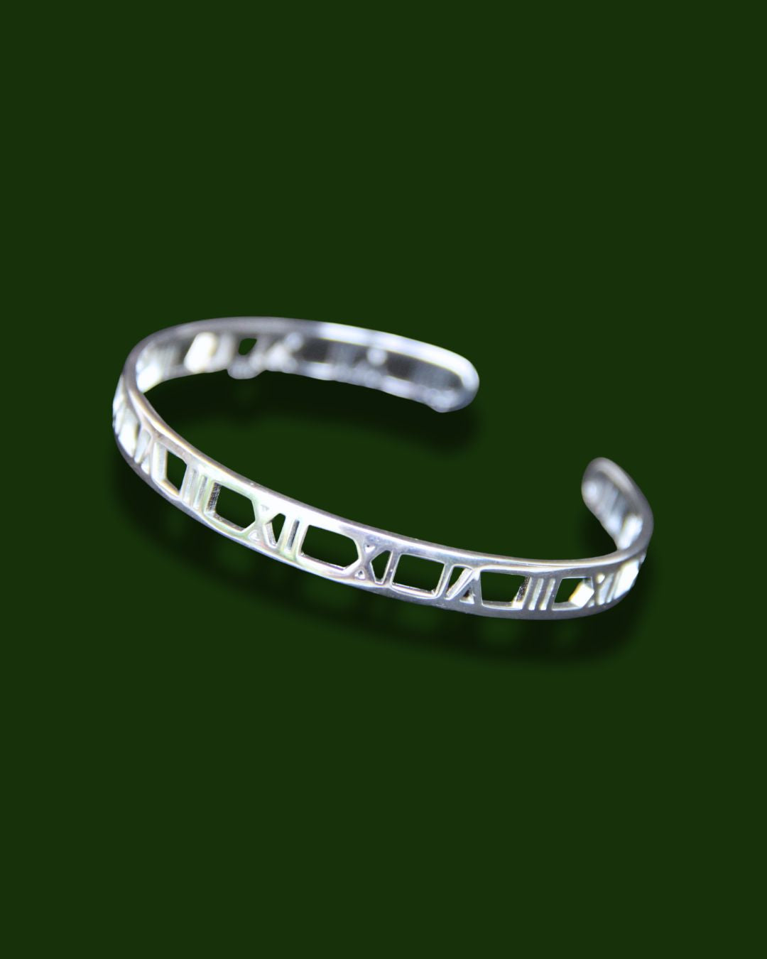 925 Sterling Silver Roman numeral Wristband Cuff Minimalist Jewelry