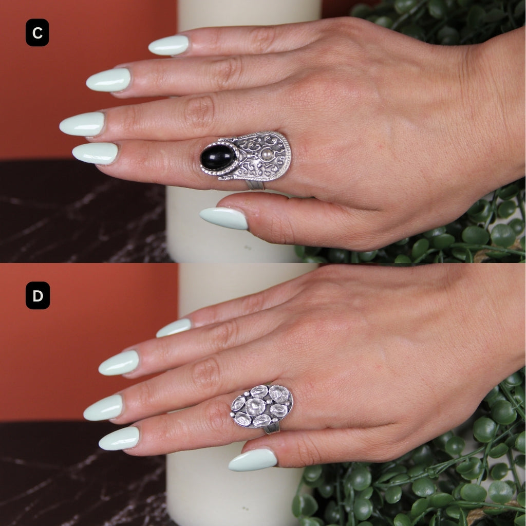 Unique Silver Ring Adjustable Maximalist Handmade Statement Jewelry Gift Idea for Big Jewelry Lovers Stackable Rings