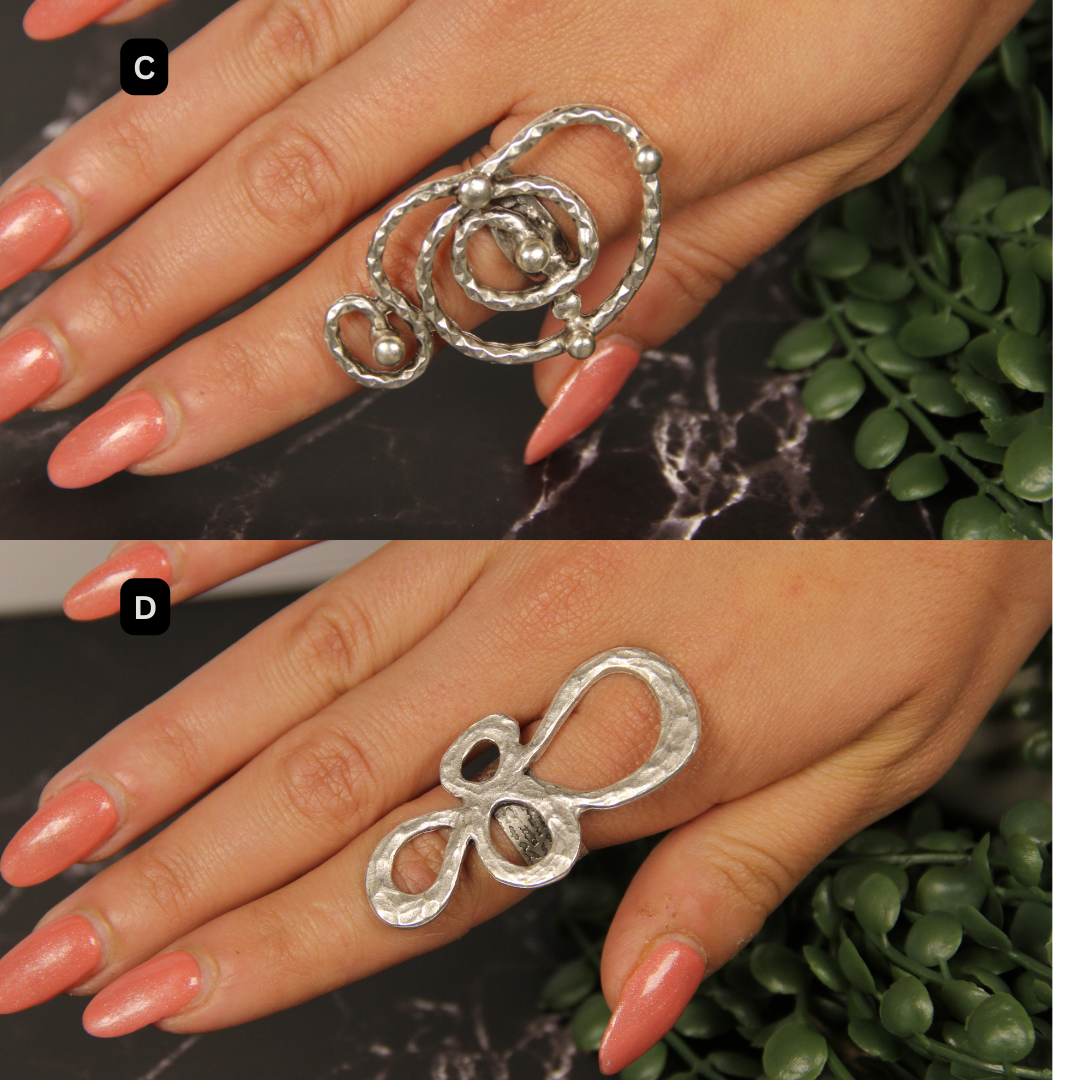 Maximalist Silver Ring Adjustable Unique Handmade Statement Jewelry Gift Idea for Big Jewelry Lovers Stackable Rings