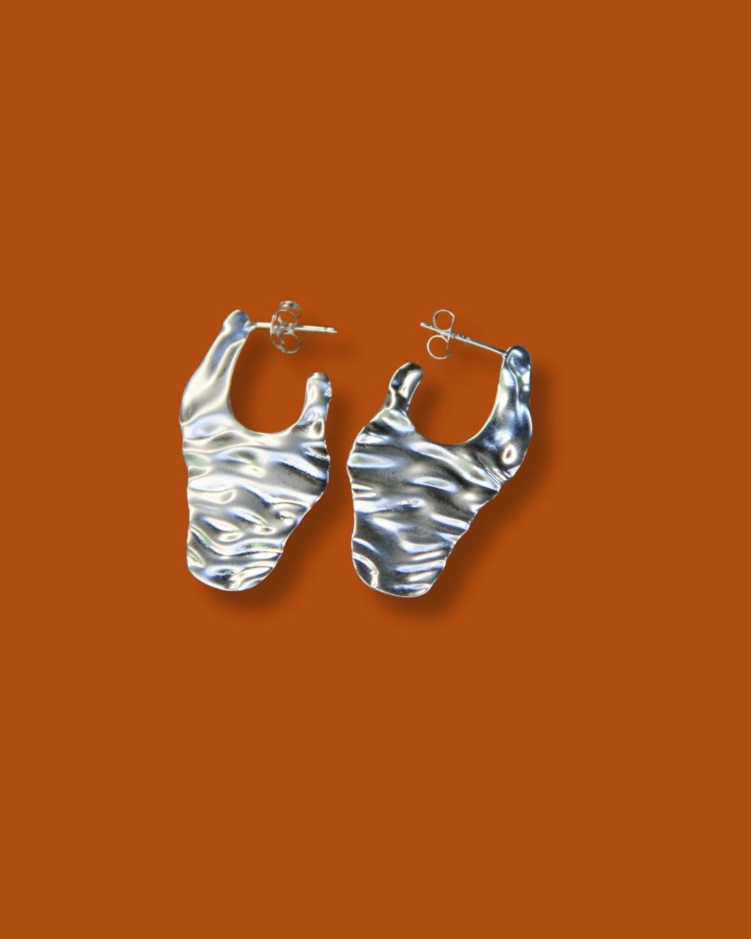 925 Sterling Silver Hammered Stud Earring Statement Jewelry Gift Idea