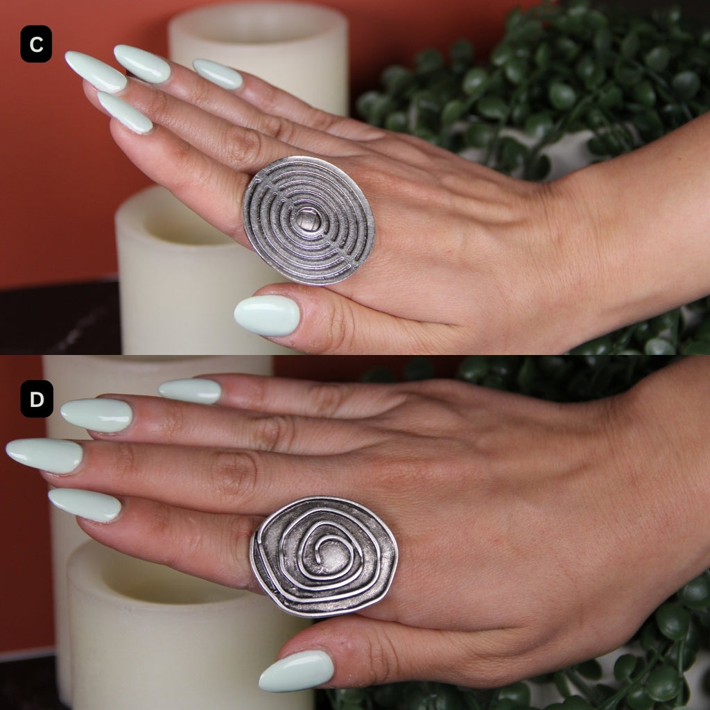 Silver Adjustable Maximalist Handmade Geometric Ring