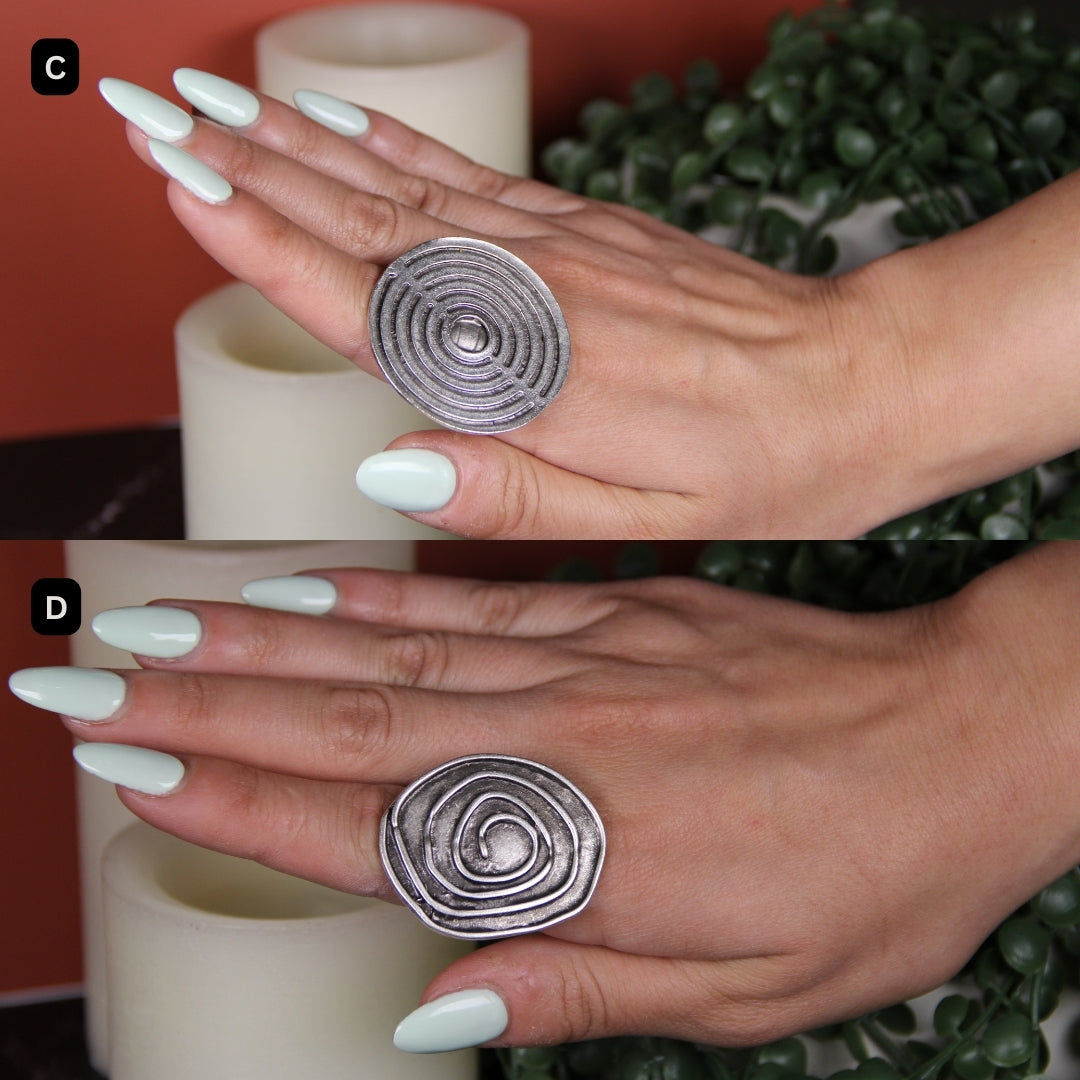 Silver Adjustable Maximalist Handmade Geometric Ring
