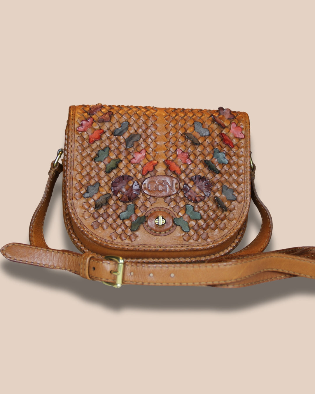 Brown Woven Leather Shoulder Bag