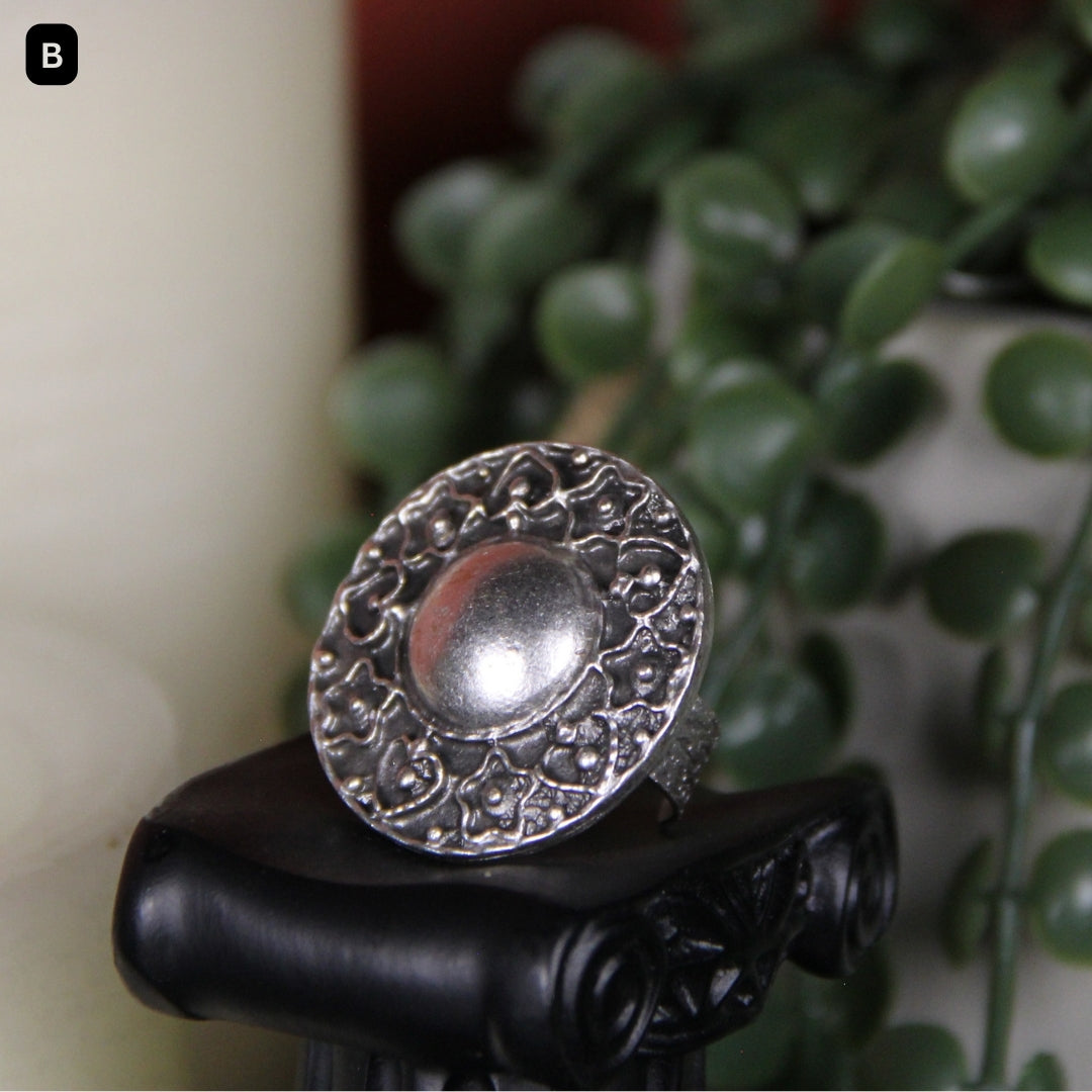 Silver Adjustable Maximalist Handmade Geometric Ring