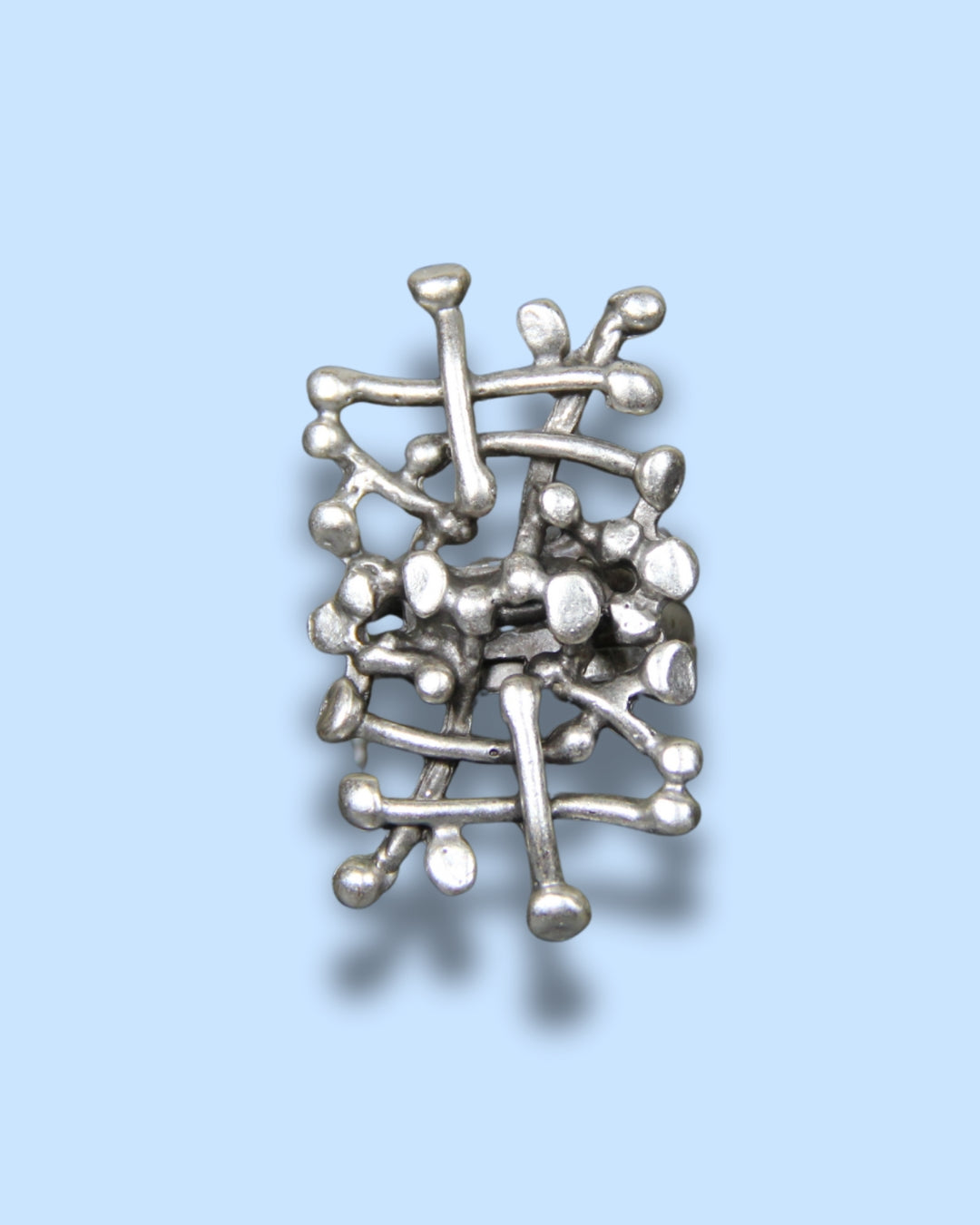 Abstract Large Silver Ring