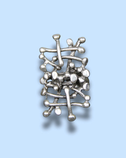 Abstract Large Silver Ring