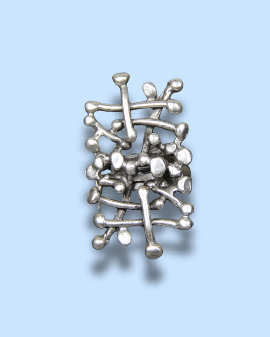 Abstract Large Silver Ring