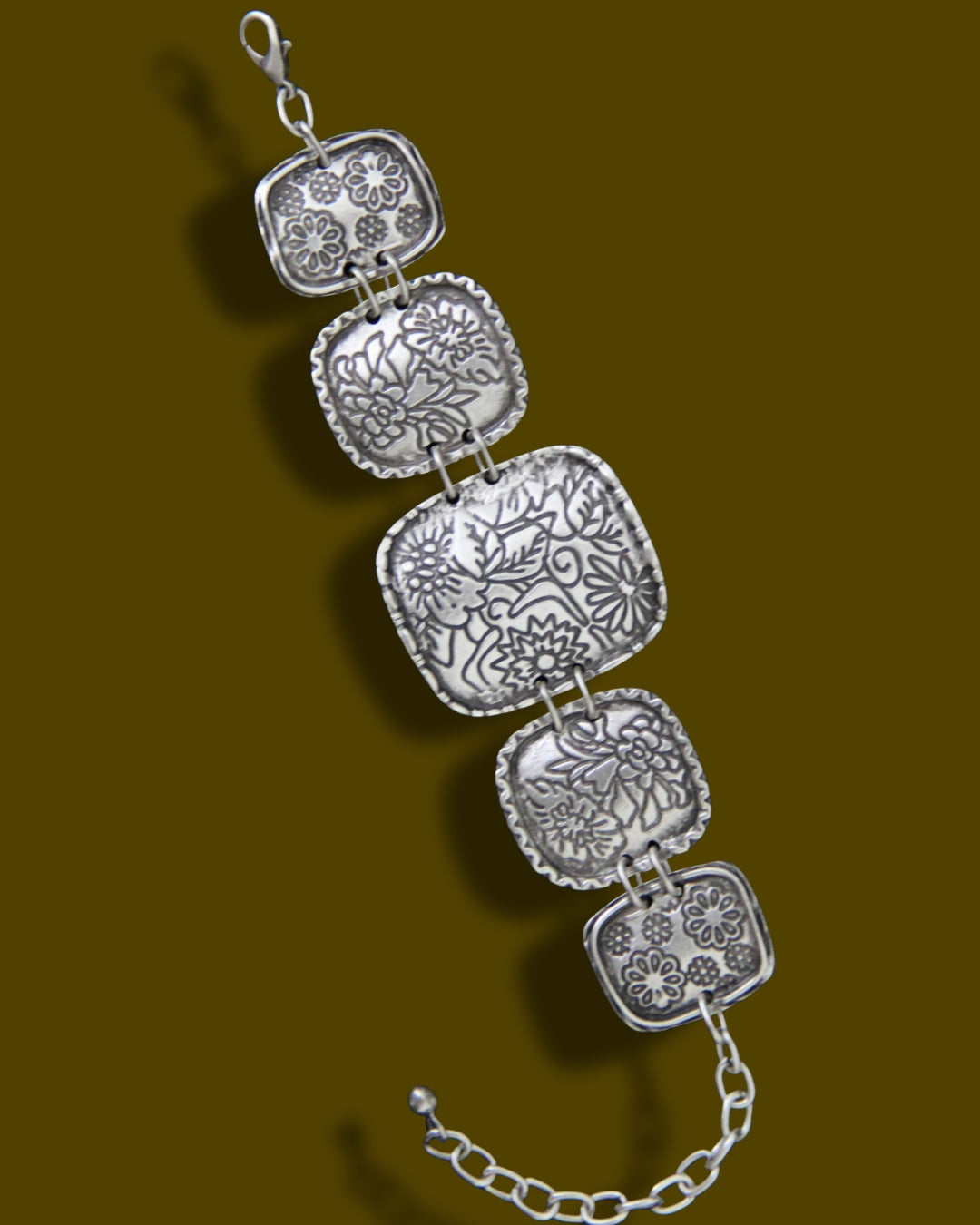 Engraved Large Silver Bohemian Bracelet
