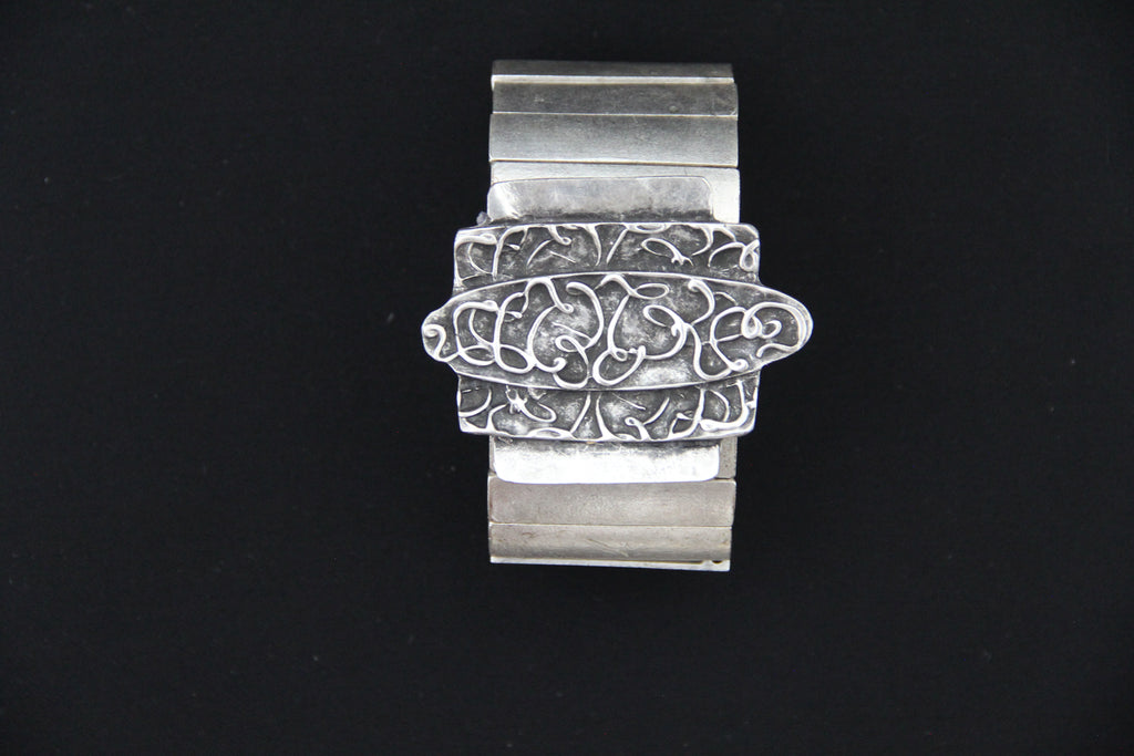 Chunky Silver Ethnic Cuff Bracelet – Unique Handmade Ethnic Jewelry for Women, Boho Chic Vintage Style Gift Idea