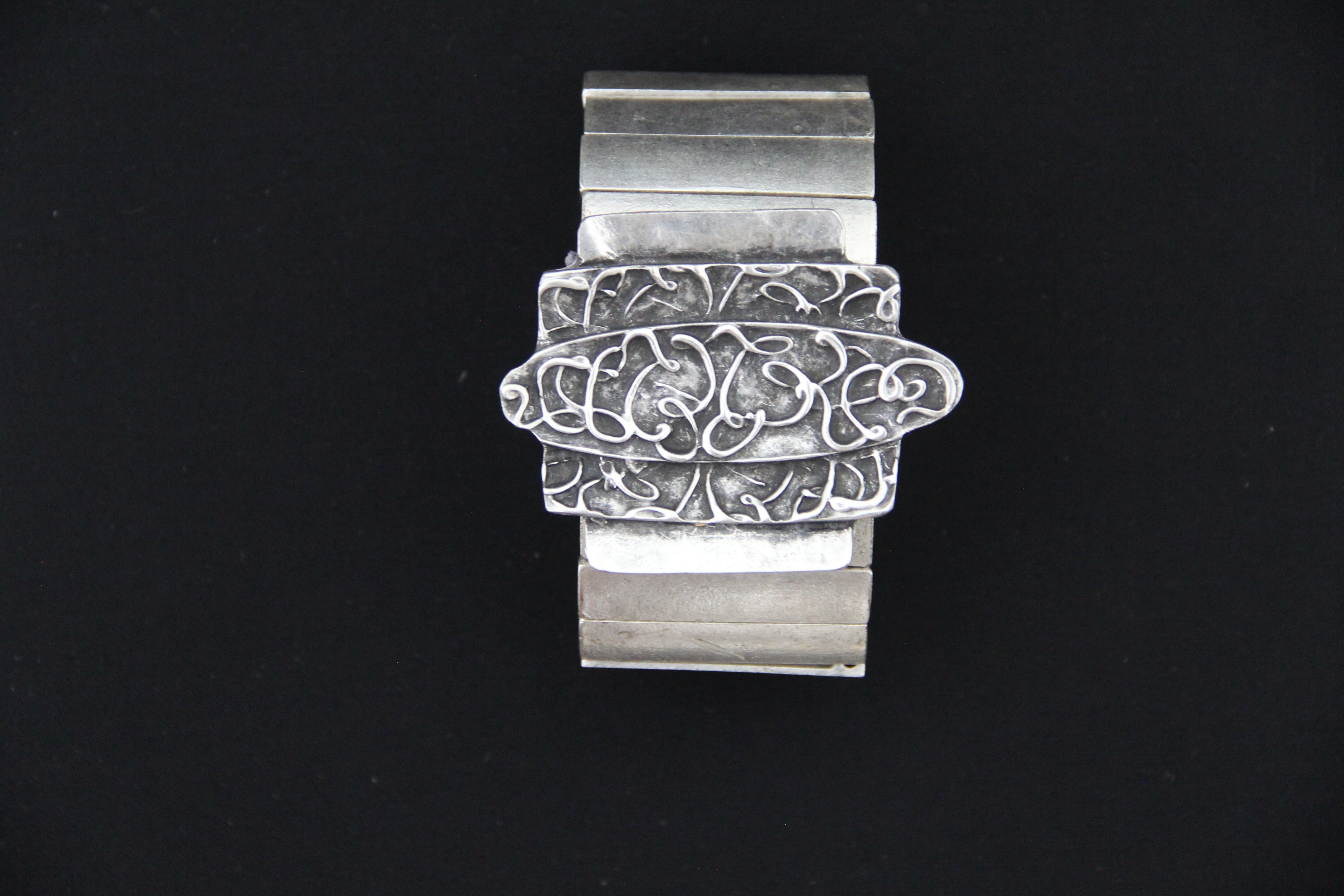 Chunky Silver Ethnic Cuff Bracelet – Unique Handmade Ethnic Jewelry for Women, Boho Chic Vintage Style Gift Idea