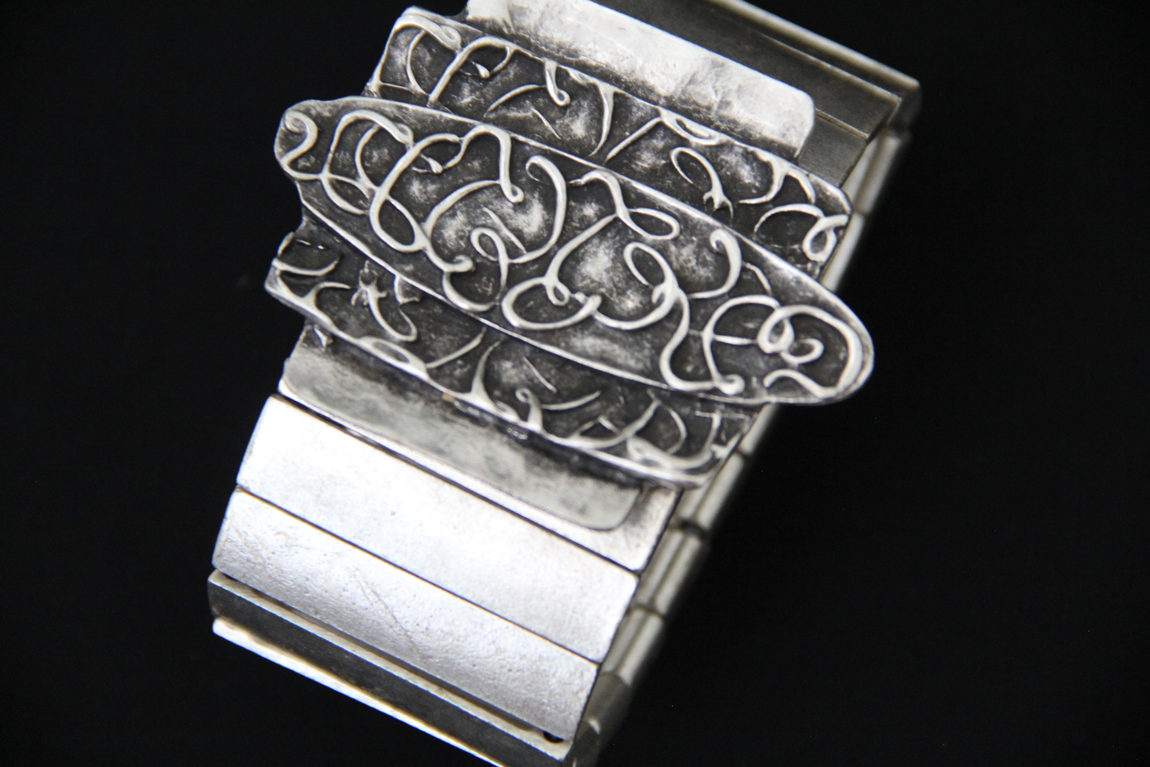 Chunky Silver Ethnic Cuff Bracelet – Unique Handmade Ethnic Jewelry for Women, Boho Chic Vintage Style Gift Idea