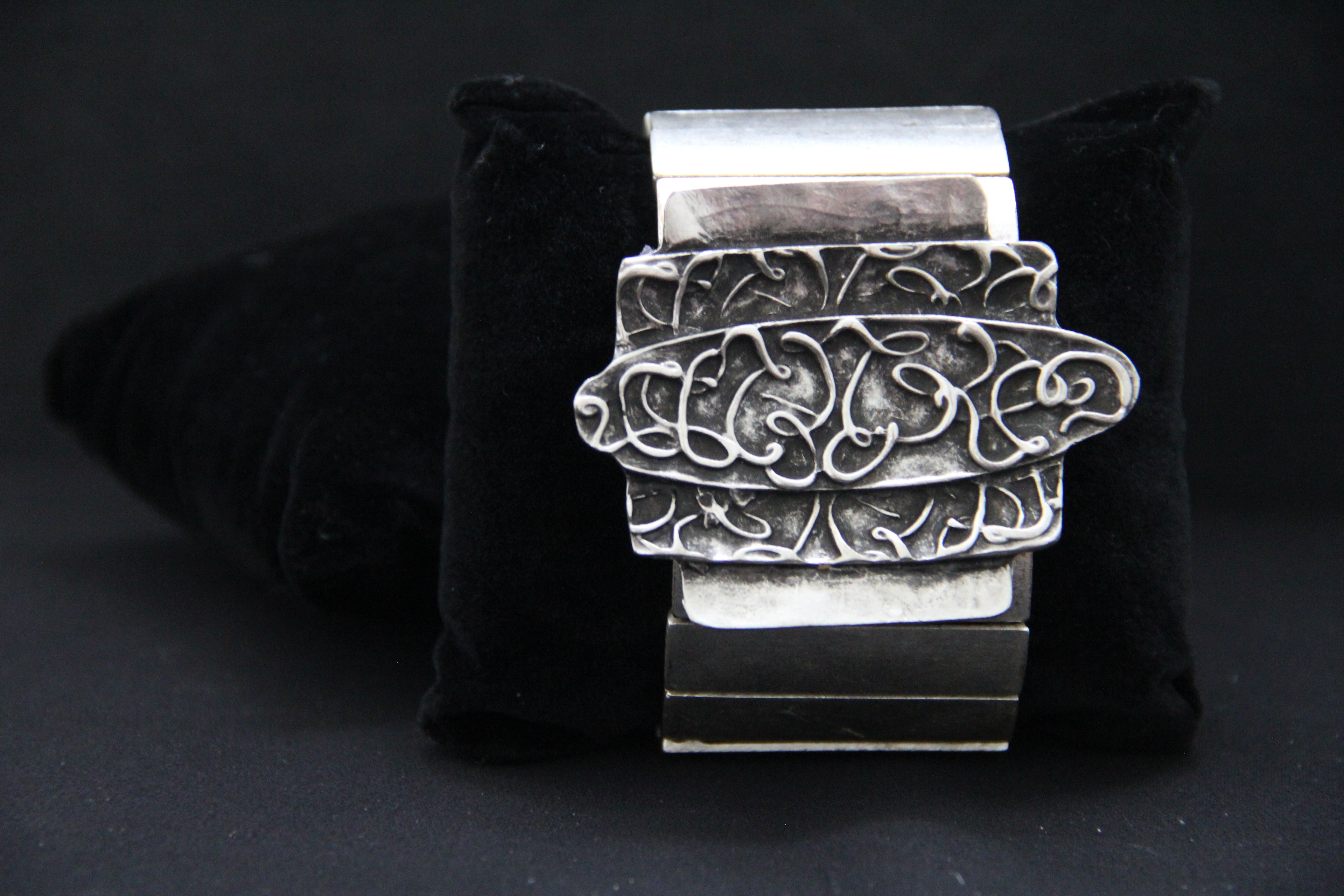 Chunky Silver Ethnic Cuff Bracelet – Unique Handmade Ethnic Jewelry for Women, Boho Chic Vintage Style Gift Idea