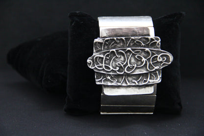 Chunky Silver Ethnic Cuff Bracelet – Unique Handmade Ethnic Jewelry for Women, Boho Chic Vintage Style Gift Idea