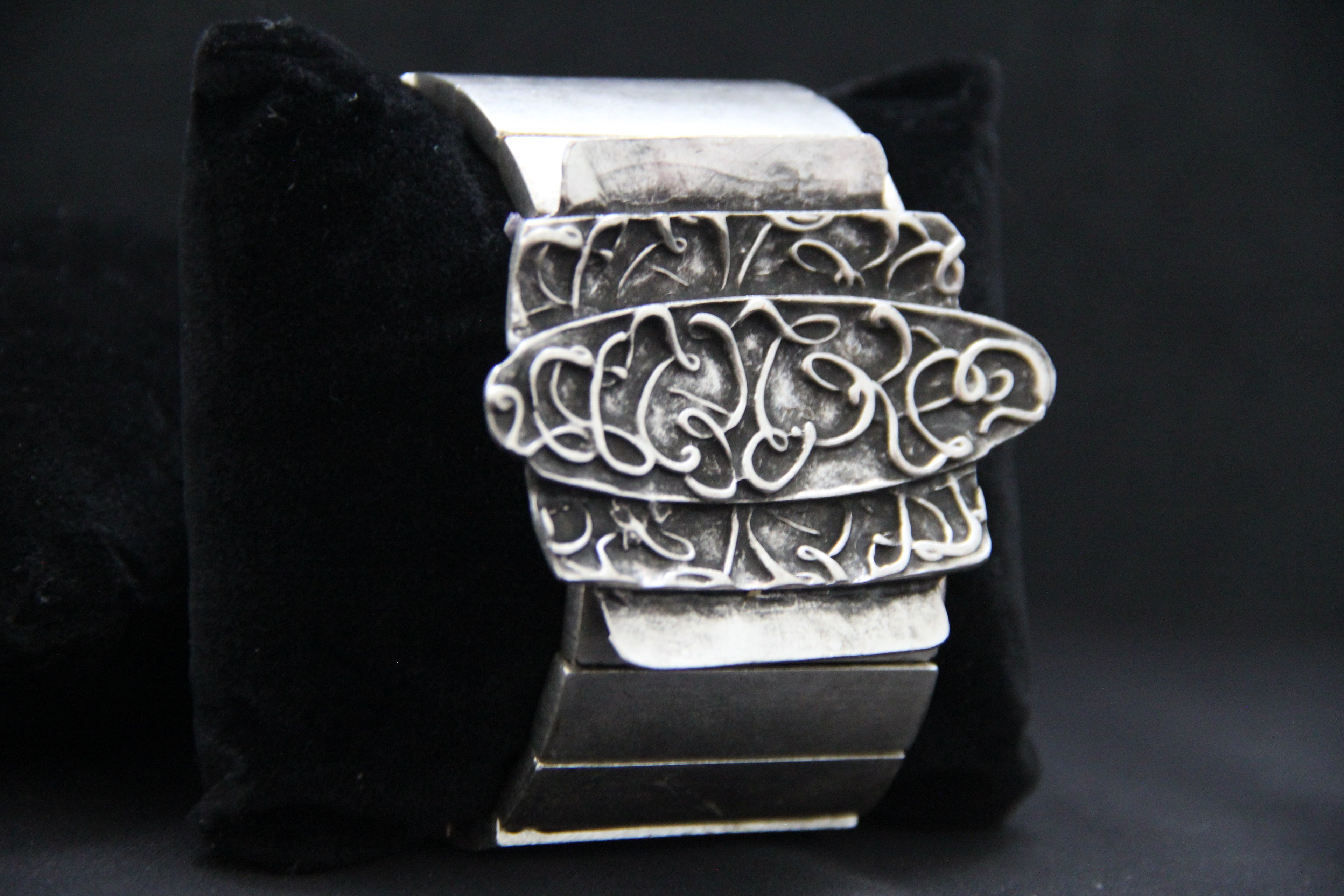 Chunky Silver Ethnic Cuff Bracelet – Unique Handmade Ethnic Jewelry for Women, Boho Chic Vintage Style Gift Idea