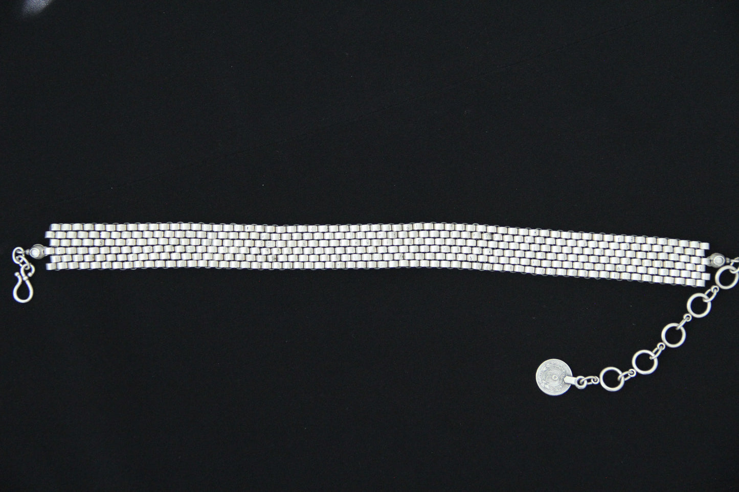 Silver Choker Necklace Adjustable Bold Beaded Statement Collar Layered Chain Design Modern & Chic Jewelry
