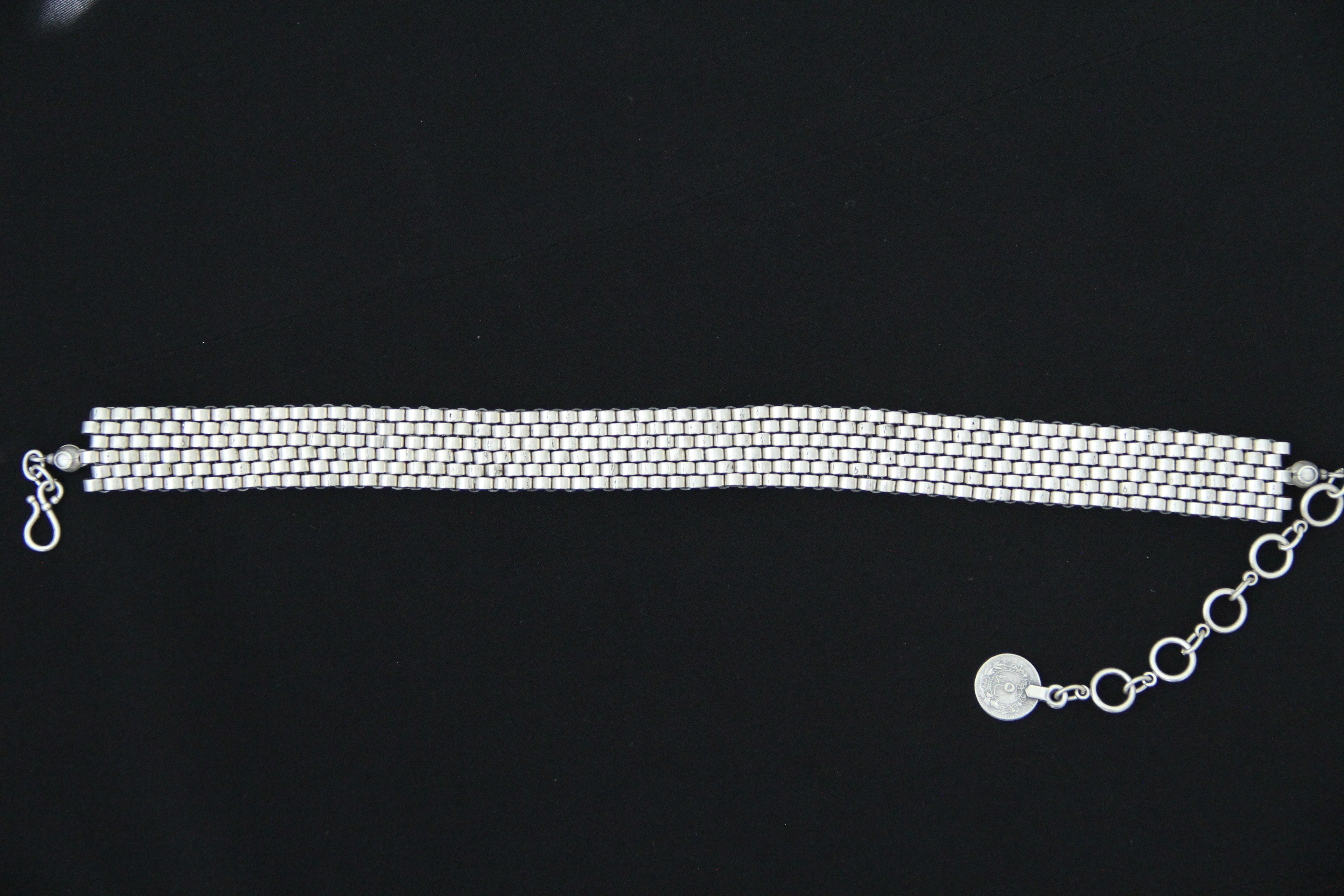 Silver Choker Necklace Adjustable Bold Beaded Statement Collar Layered Chain Design Modern & Chic Jewelry