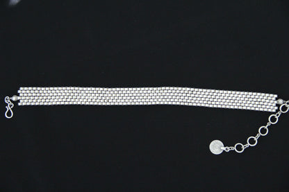 Silver Choker Necklace Adjustable Bold Beaded Statement Collar Layered Chain Design Modern & Chic Jewelry