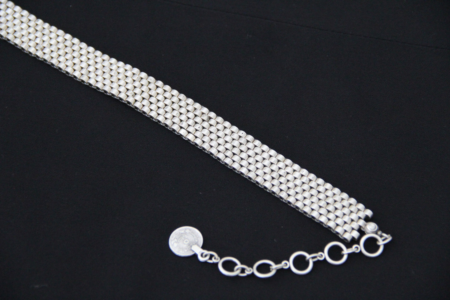 Silver Choker Necklace Adjustable Bold Beaded Statement Collar Layered Chain Design Modern & Chic Jewelry