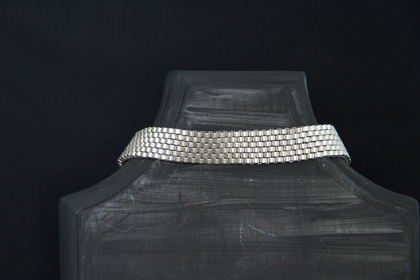 Silver Choker Necklace Adjustable Bold Beaded Statement Collar Layered Chain Design Modern & Chic Jewelry