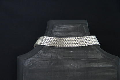 Silver Choker Necklace Adjustable Bold Beaded Statement Collar Layered Chain Design Modern & Chic Jewelry