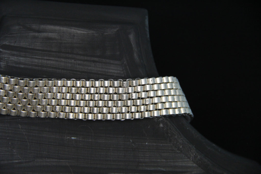 Silver Choker Necklace Adjustable Bold Beaded Statement Collar Layered Chain Design Modern & Chic Jewelry