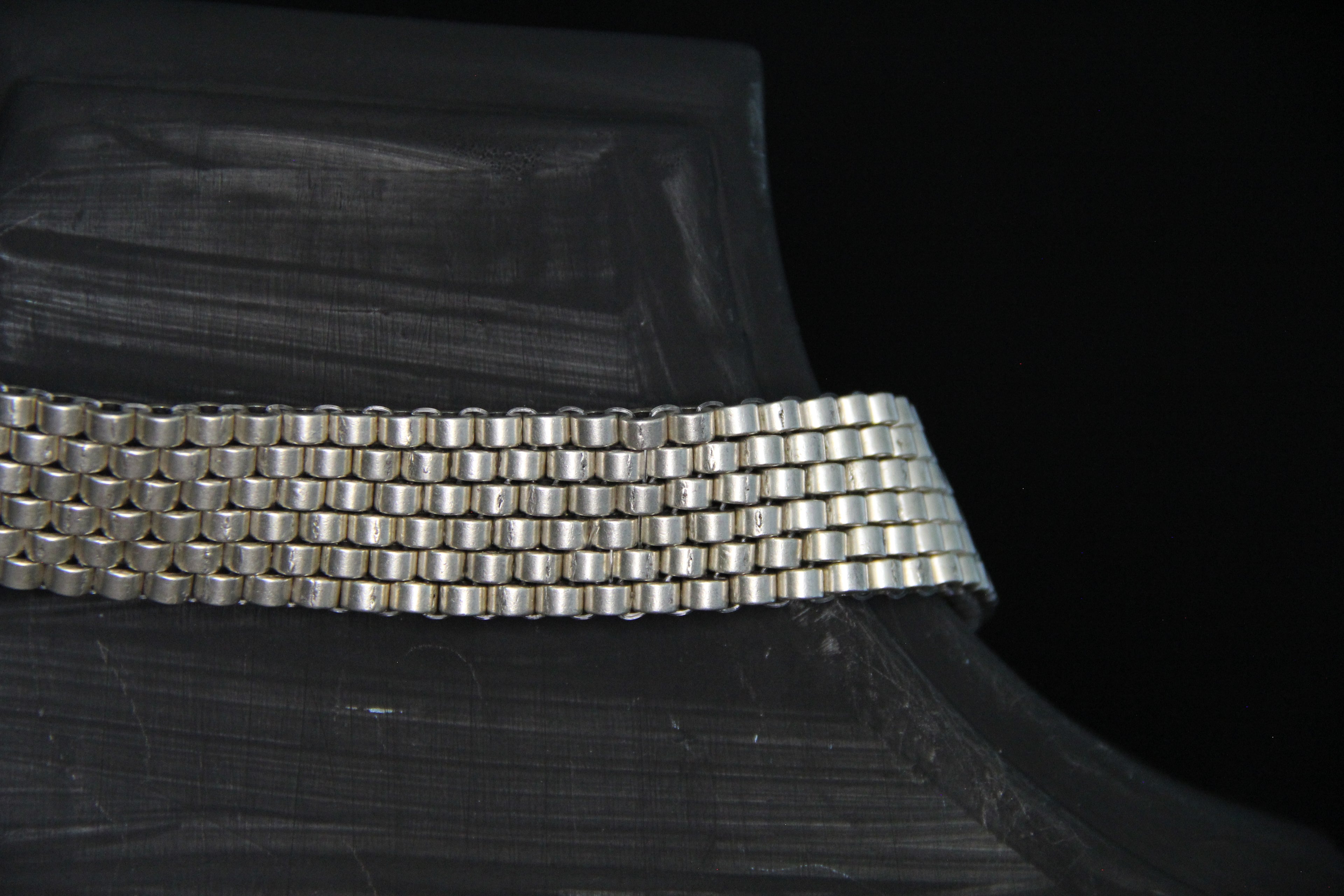 Silver Choker Necklace Adjustable Bold Beaded Statement Collar Layered Chain Design Modern & Chic Jewelry