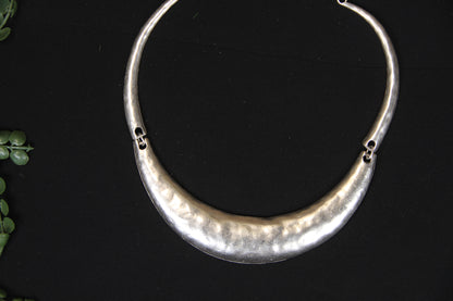 Silver Choker Thick Metal Bold Statement Necklace Chic Style for Jewelry Lover
