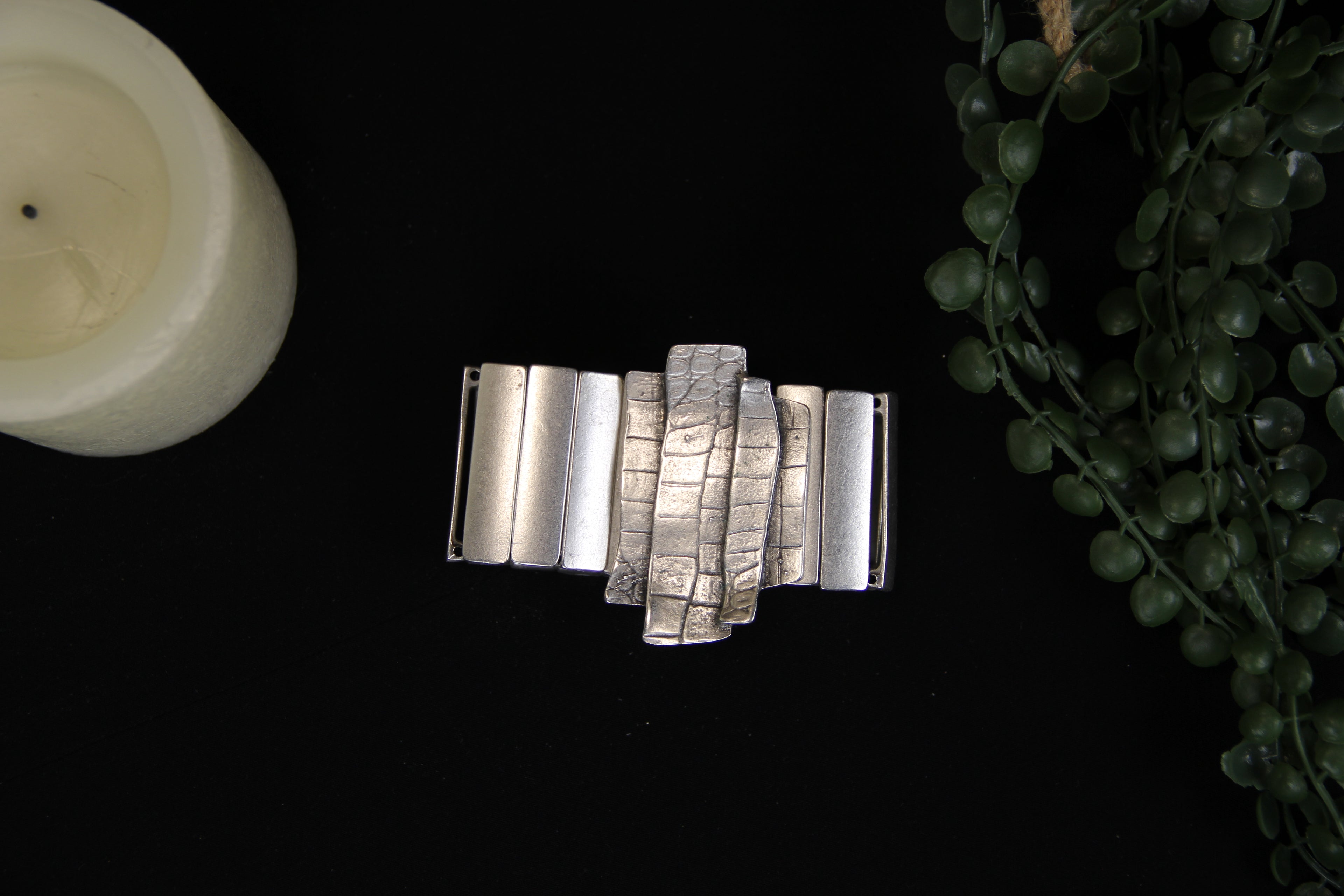 Chunky Silver Slip On Cuff Bracelet – Unique Handmade Ethnic Jewelry for Women, Boho Chic Vintage Style Gift Idea