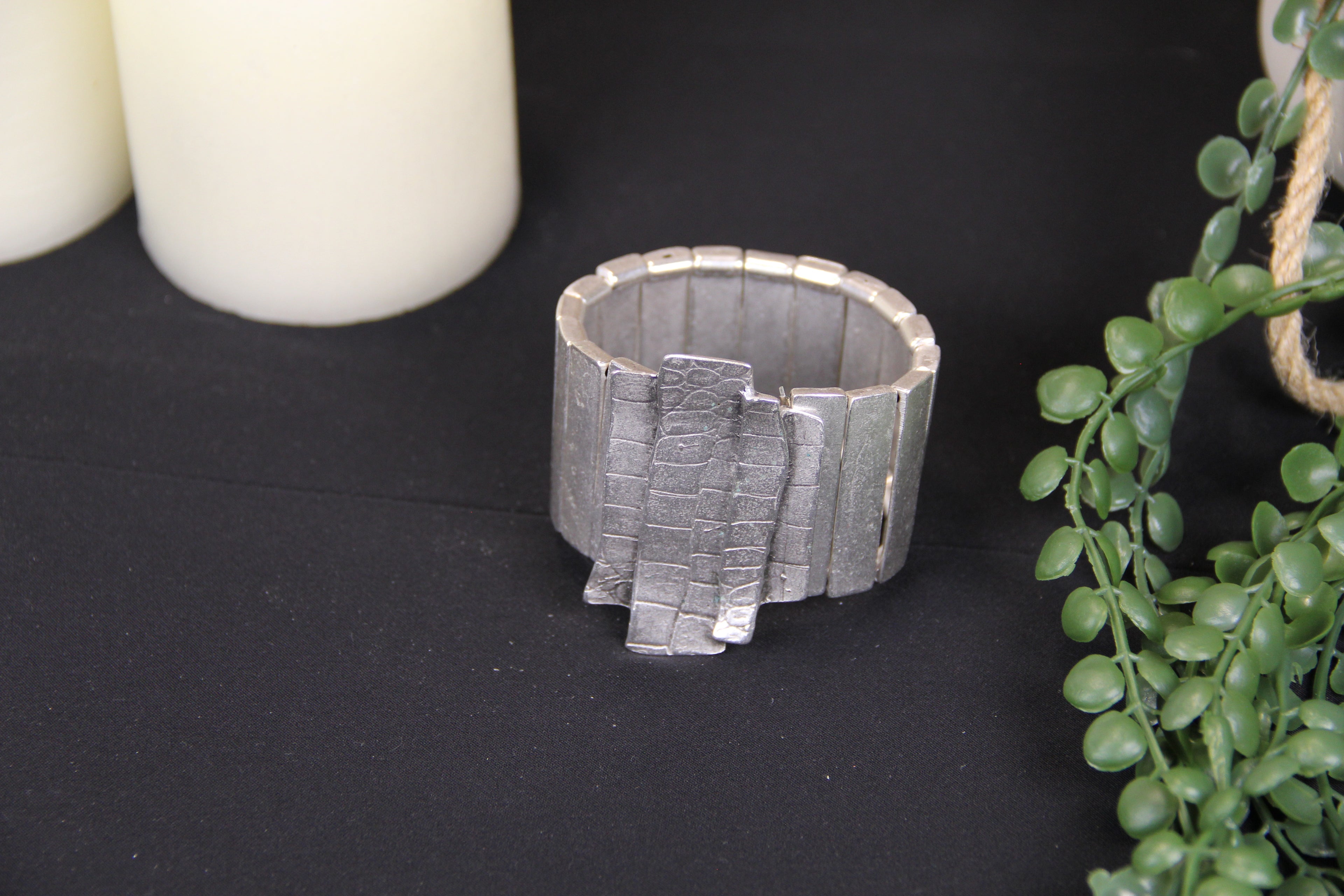 Chunky Silver Slip On Cuff Bracelet – Unique Handmade Ethnic Jewelry for Women, Boho Chic Vintage Style Gift Idea