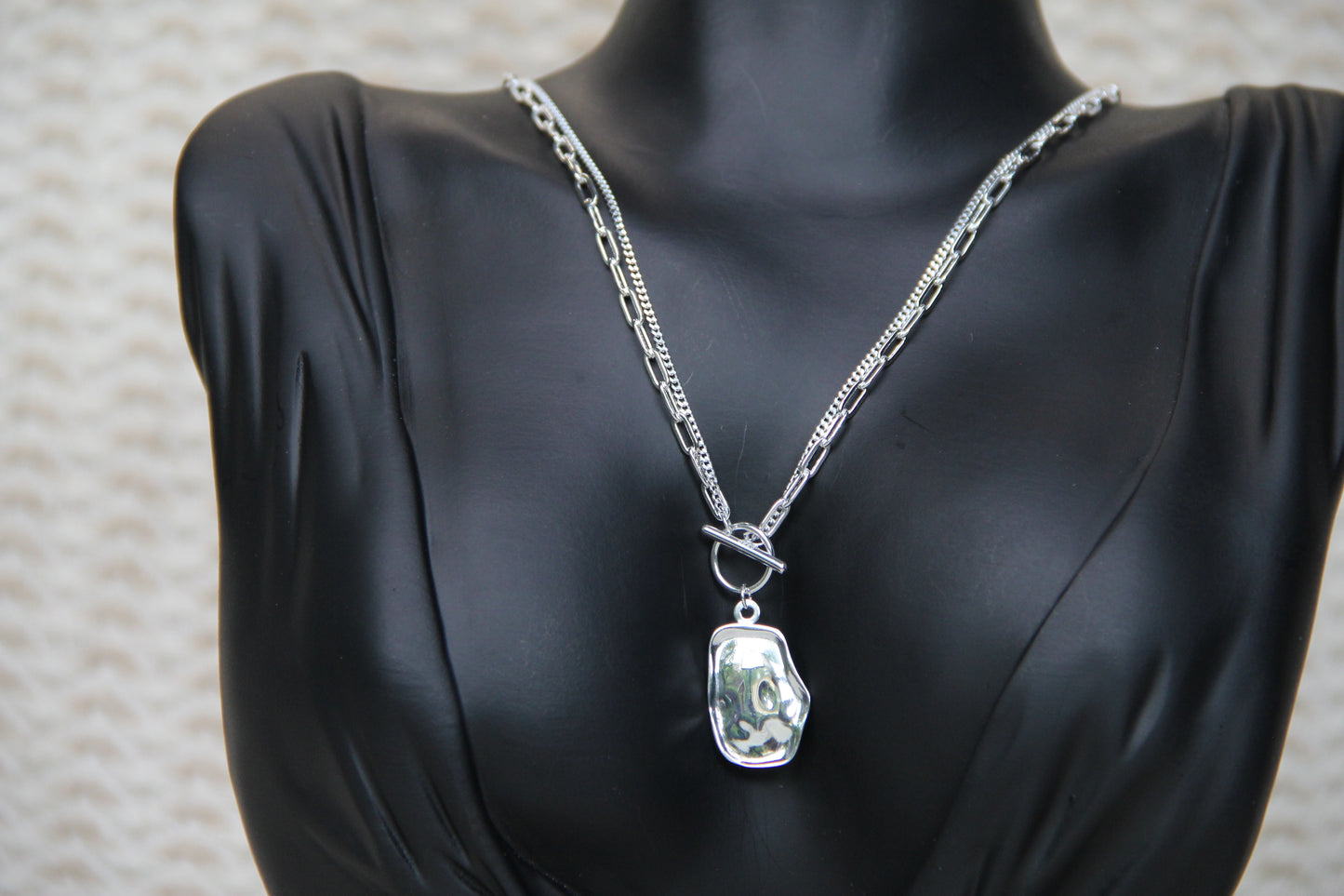 925 Sterling Silver Double Chain Geometric Shell Necklace