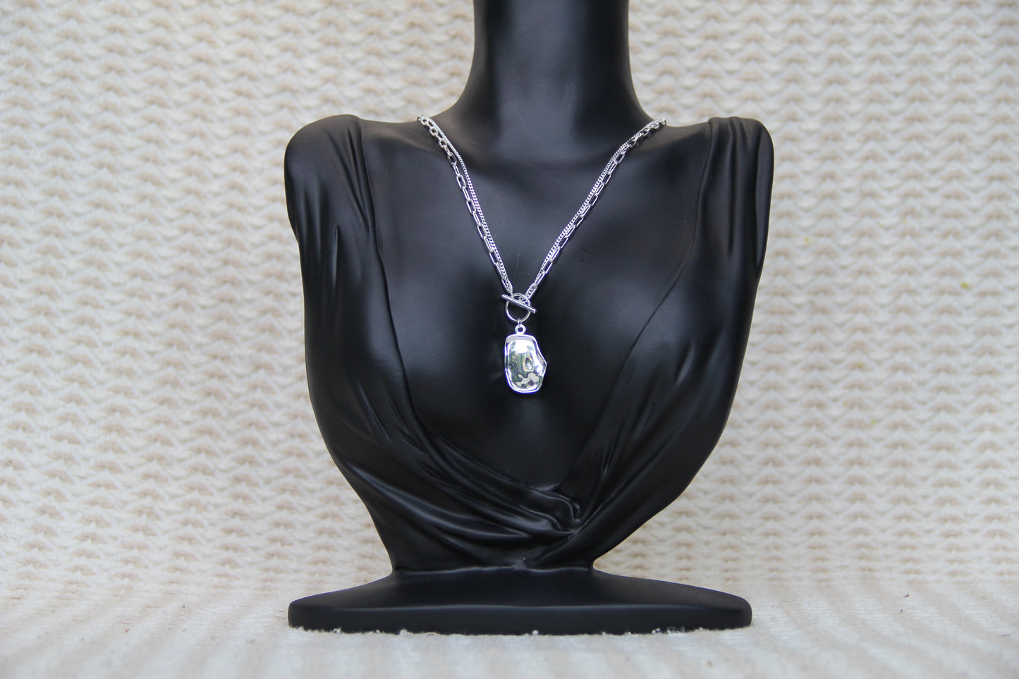 925 Sterling Silver Double Chain Geometric Shell Necklace