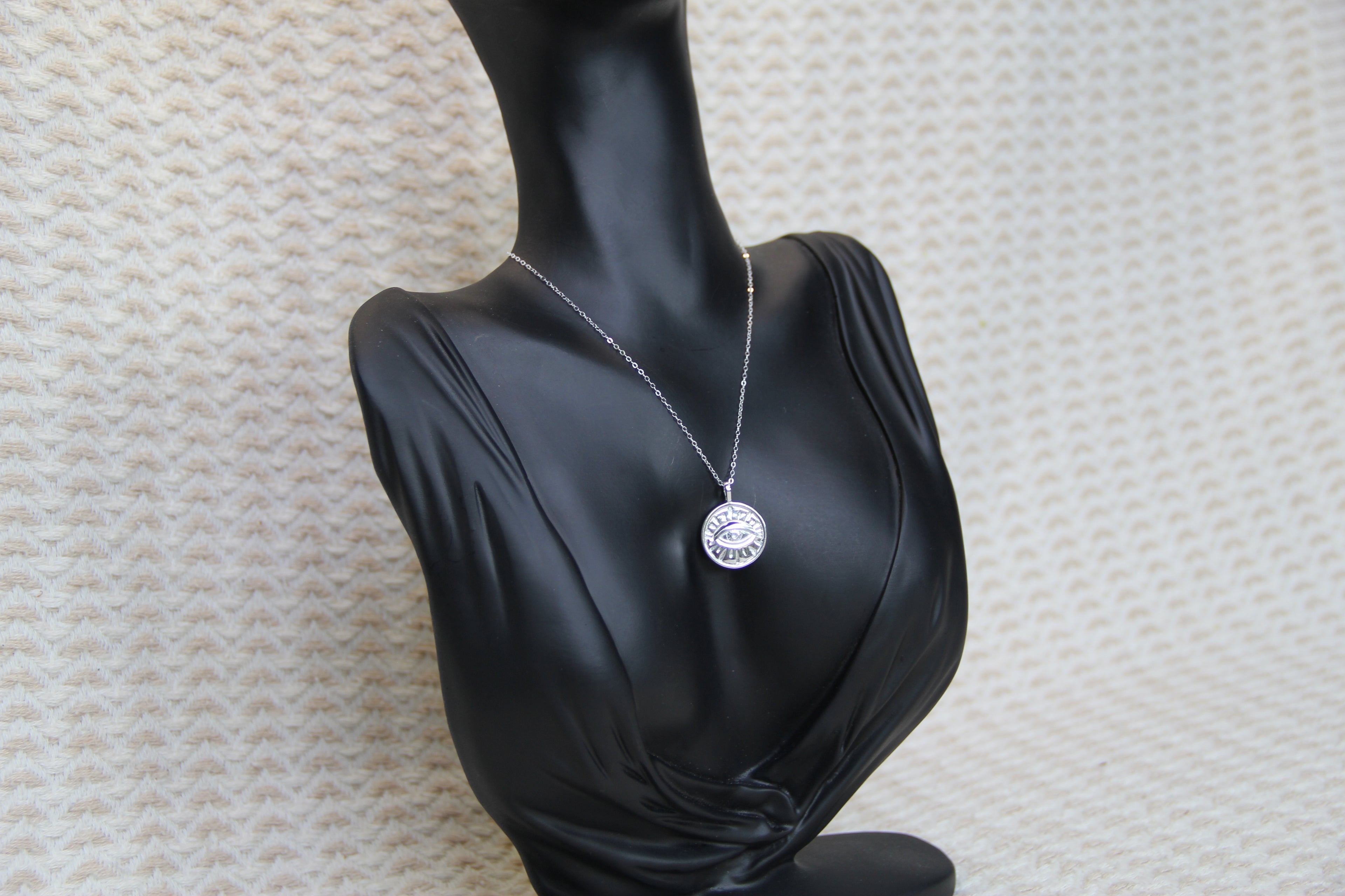 925 Sterling Silver Minimalist Eye Necklace