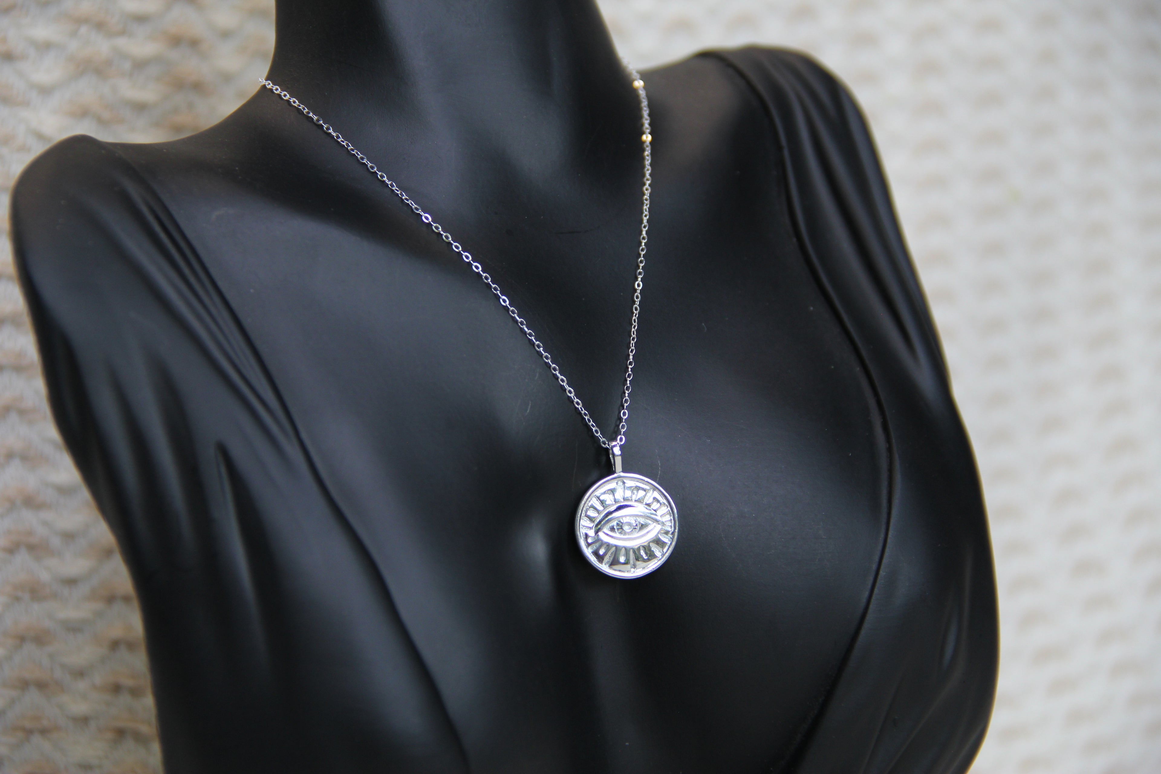 925 Sterling Silver Minimalist Eye Necklace