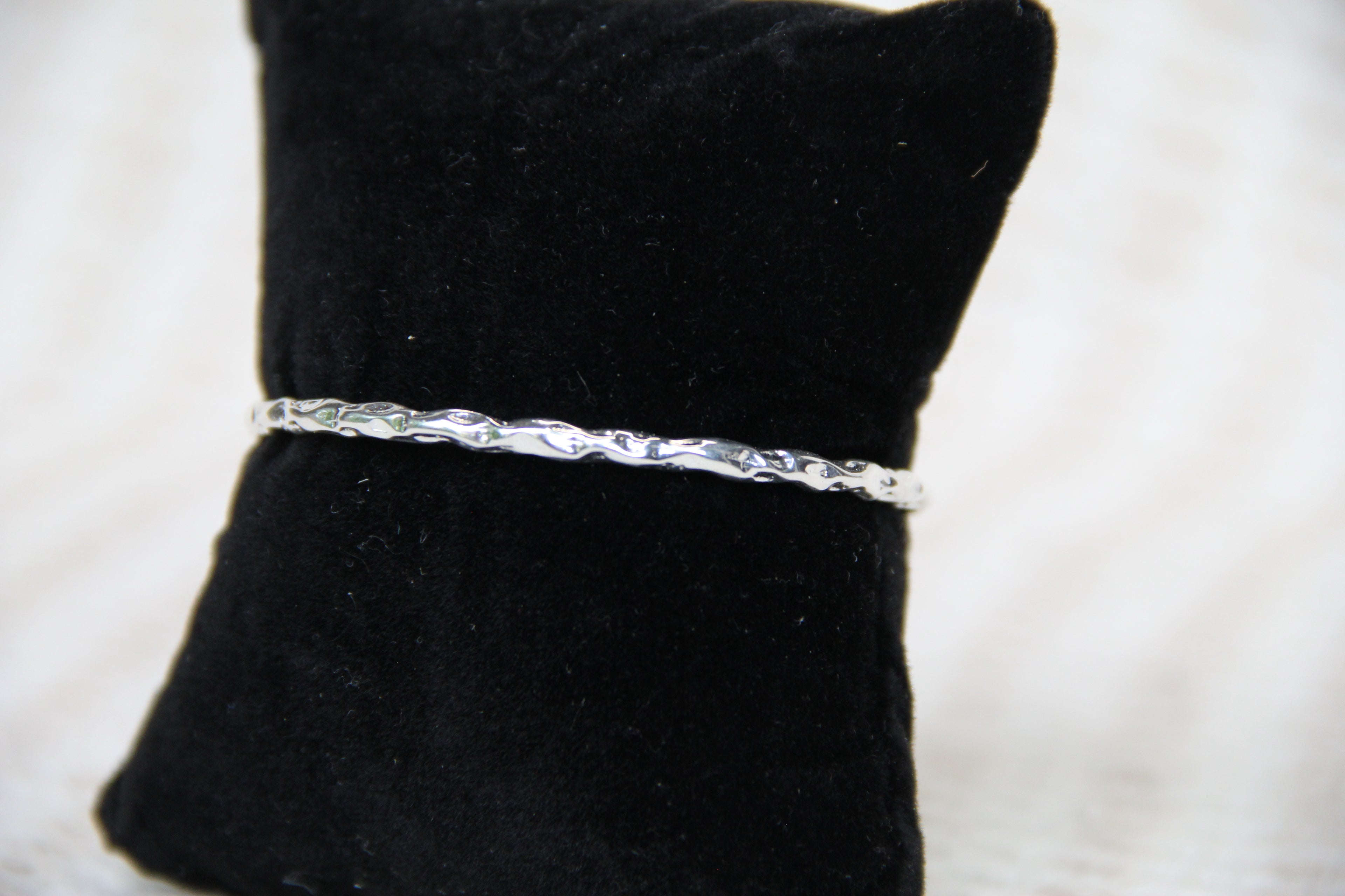 925 Sterling Silver Hammered Cuff Style Bracelet Minimalistic Stackable Jewelry