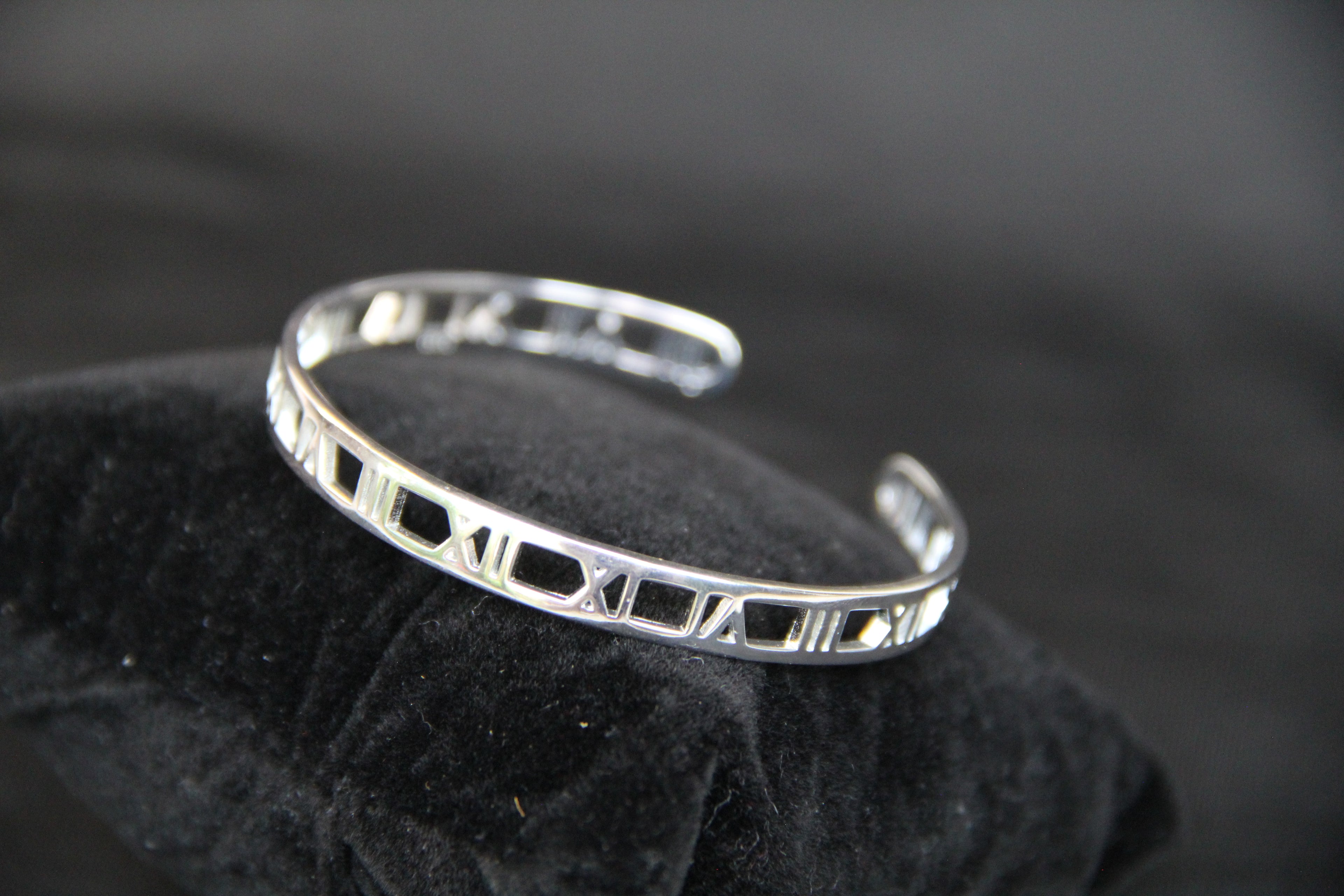 925 Sterling Silver Roman numeral Wristband Cuff Minimalist Jewelry