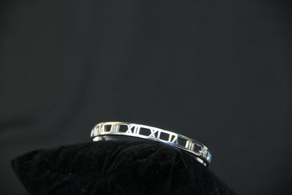 925 Sterling Silver Roman numeral Wristband Cuff Minimalist Jewelry