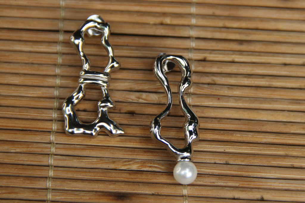 925 Sterling Silver Abstract Drop Earring Statement Mix Match Jewelry