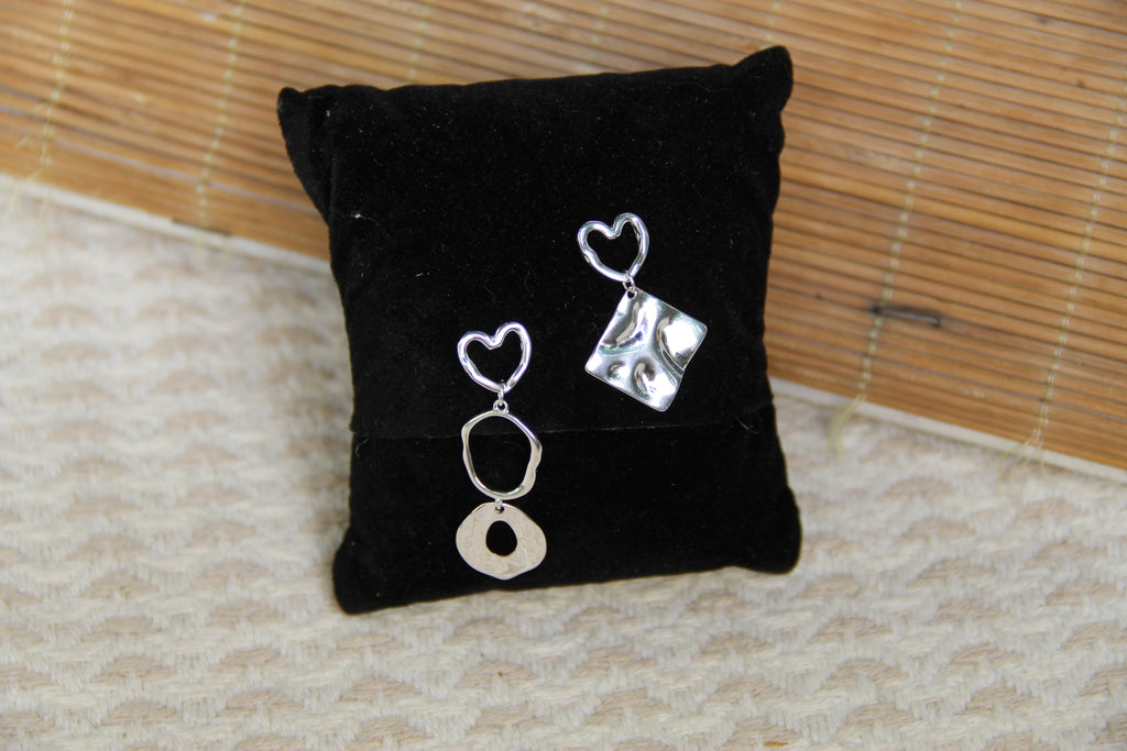 925 Sterling Silver Heart Dangle Earring Drop Silver Geometrical Statement Earring Minimalist Jewelry