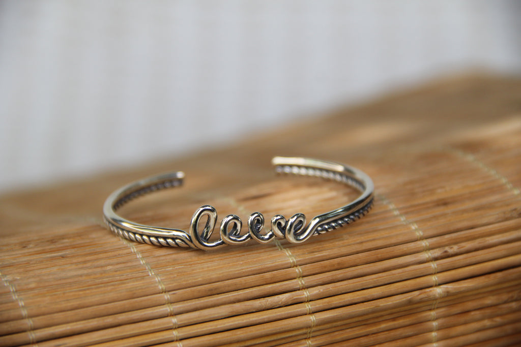 925 Sterling Silver Love Cuff Bracelet