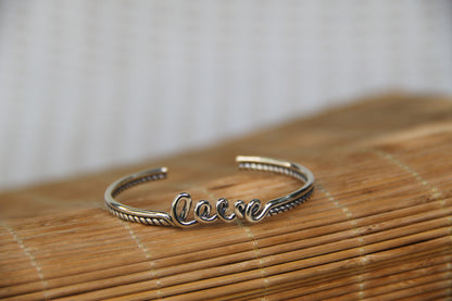 925 Sterling Silver Love Cuff Bracelet