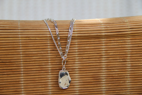 925 Sterling Silver Double Chain Geometric Shell Necklace