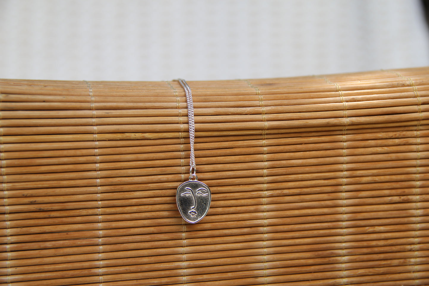 925 Sterling Silver Abstract Face Necklace