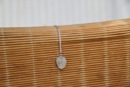925 Sterling Silver Abstract Face Necklace