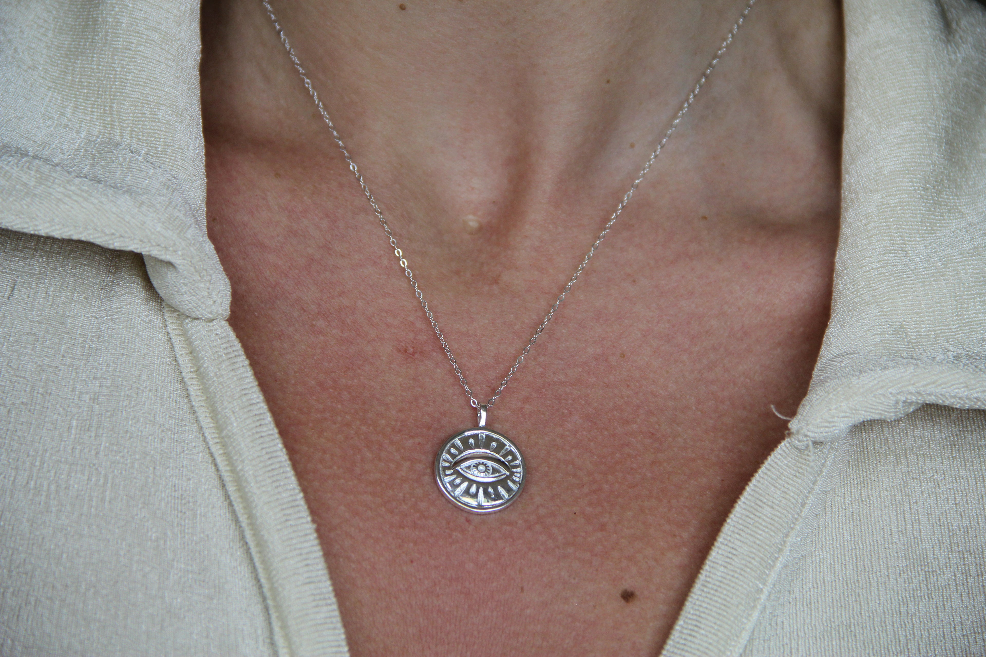 925 Sterling Silver Minimalist Eye Necklace