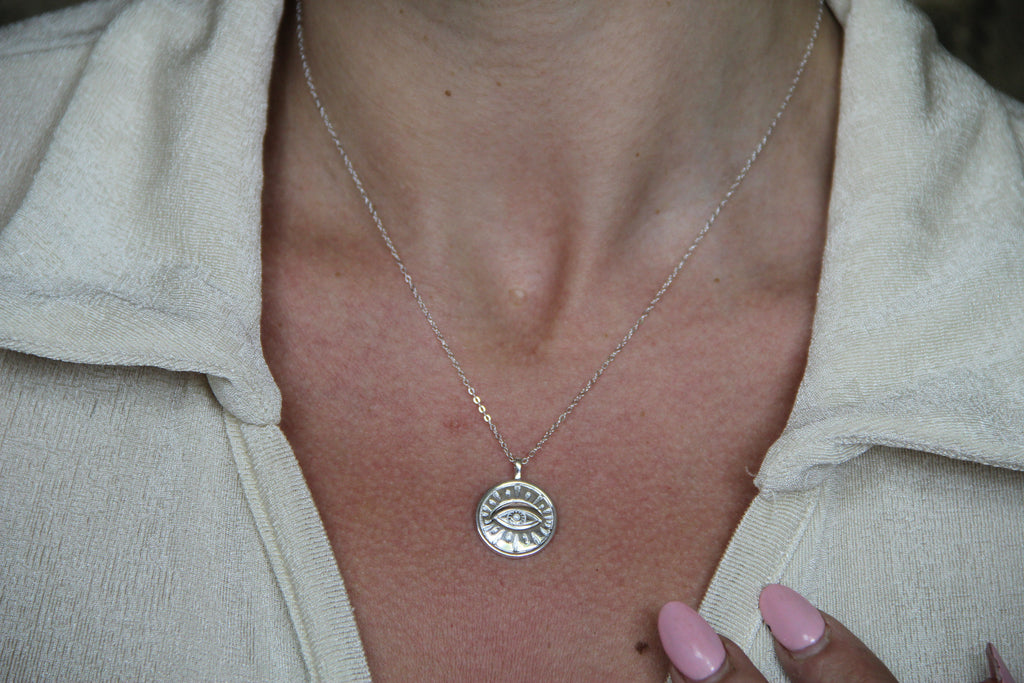 925 Sterling Silver Minimalist Eye Necklace