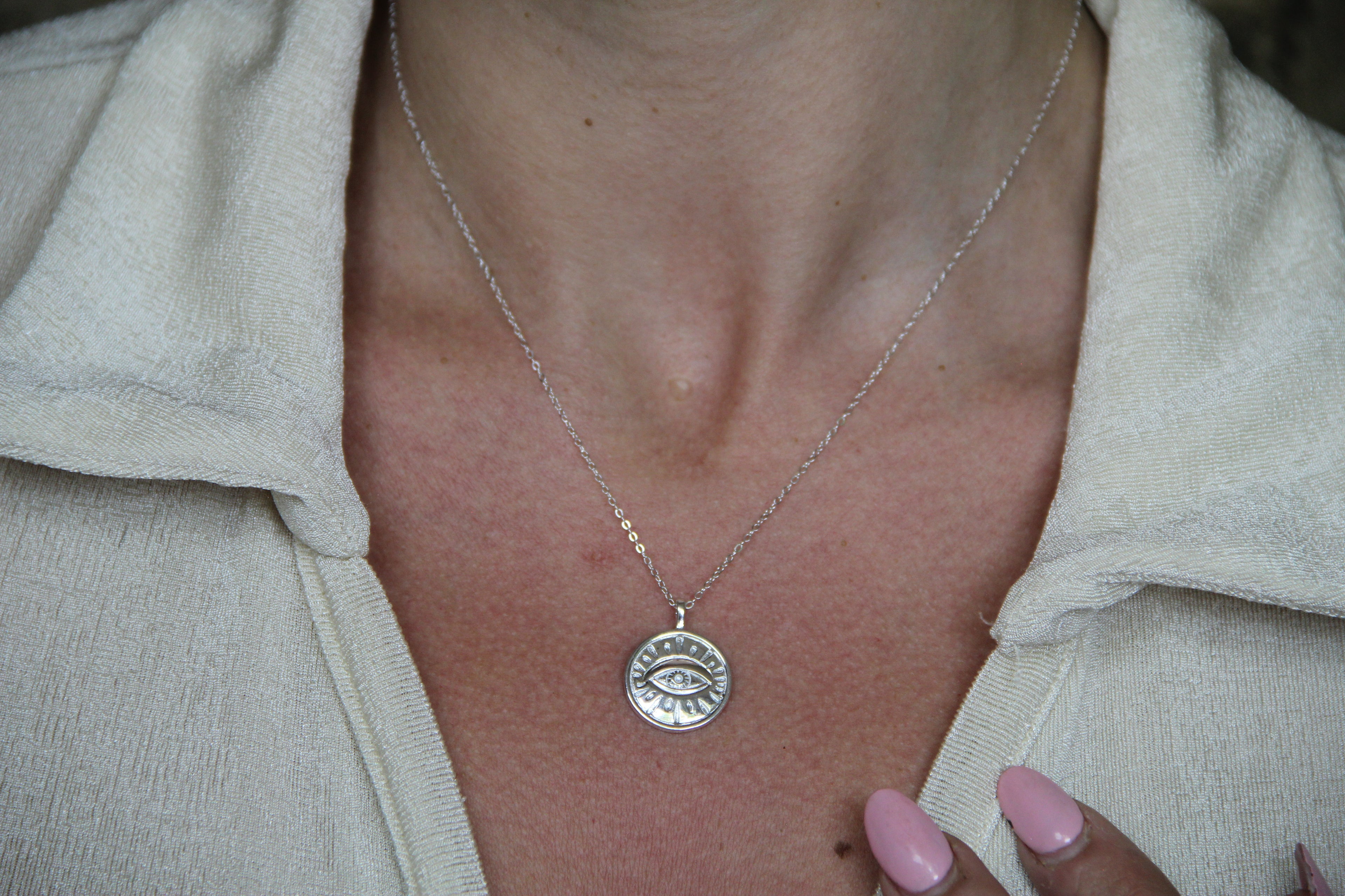 925 Sterling Silver Minimalist Eye Necklace
