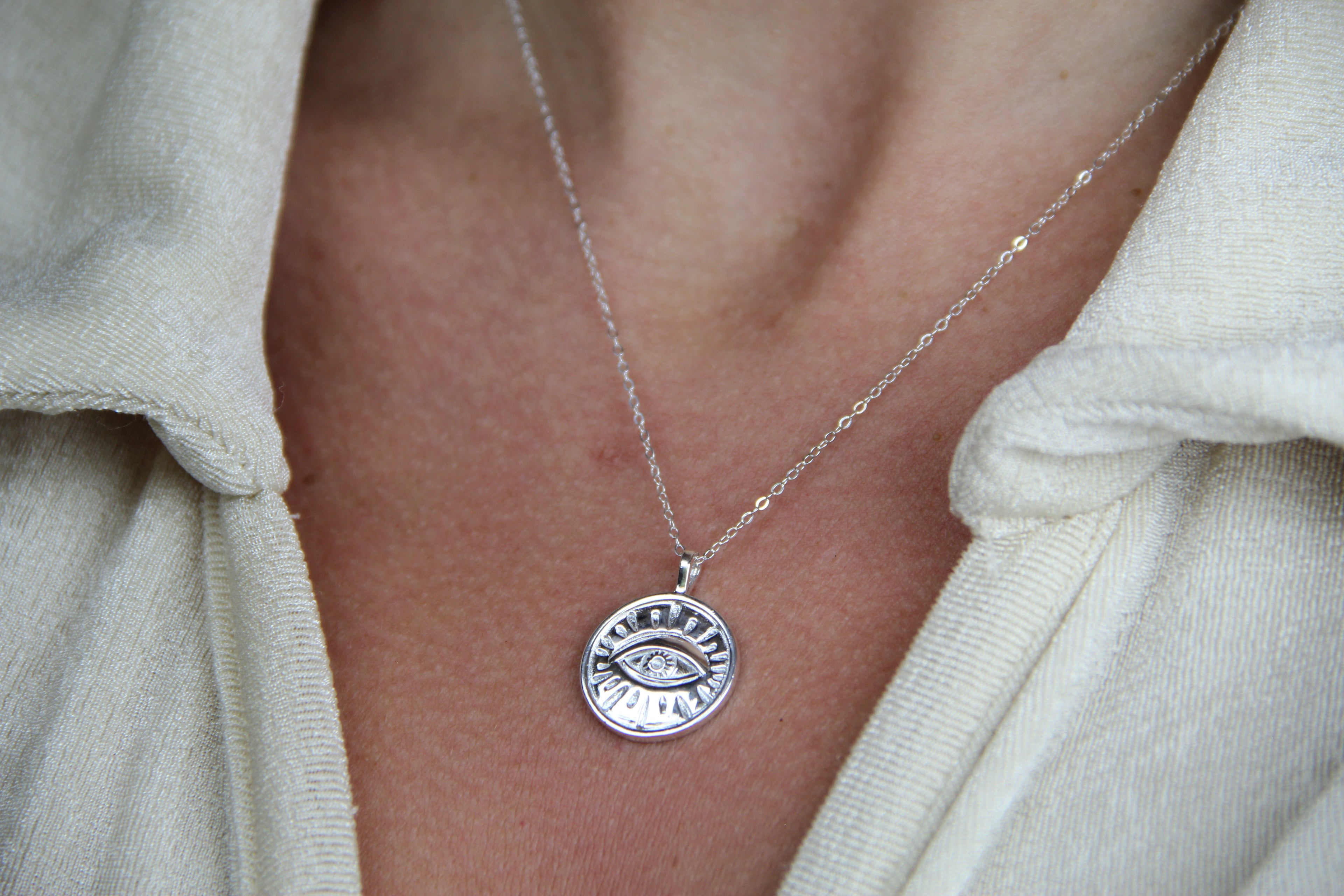 925 Sterling Silver Minimalist Eye Necklace