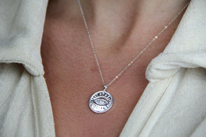 925 Sterling Silver Minimalist Eye Necklace