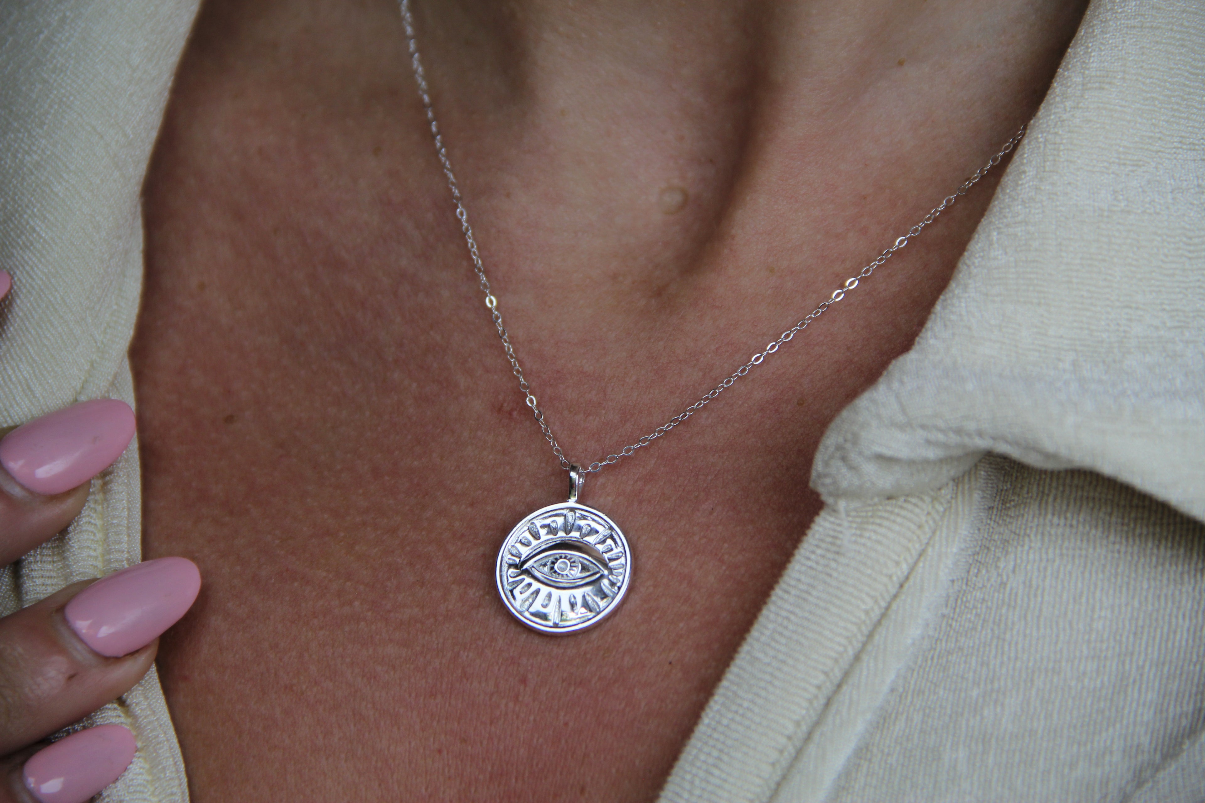 925 Sterling Silver Minimalist Eye Necklace